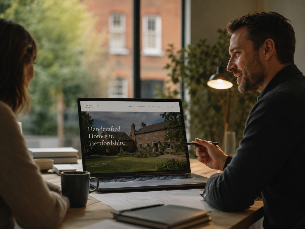 Design collaboration at a laptop during an ongoing project